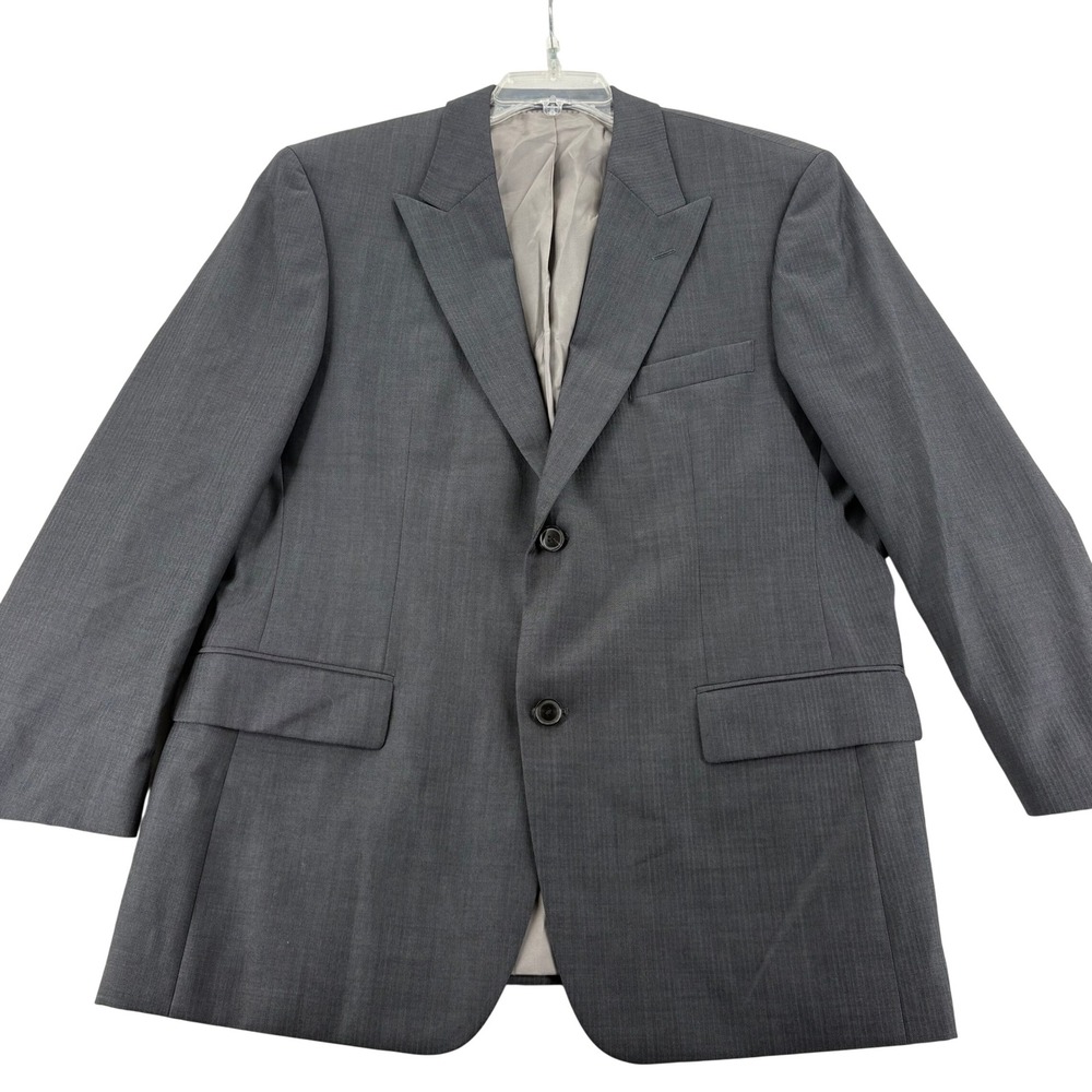 Hugo Boss Super 120 Blazer Mens 42S Gray Virgin Wool Peak Lapel Sport Coat